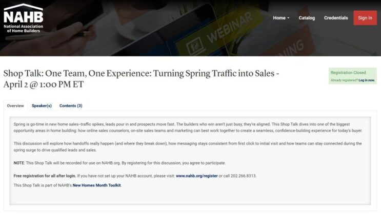 NAHB Turning Spring Traffic Into Sales